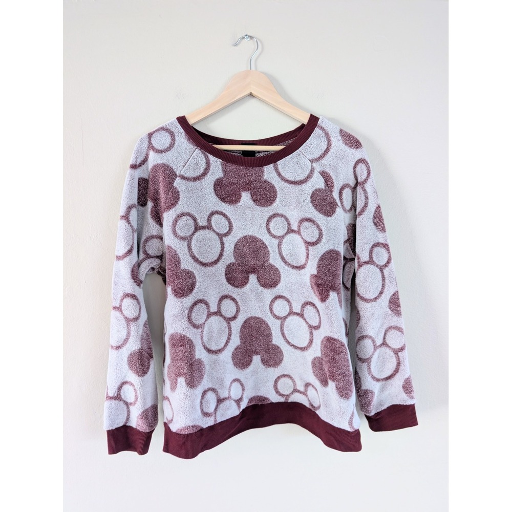 Disney Mickey Mouse Fleece Pullover Sweatshirt Cozy Loungewear Pajama Top‎ L